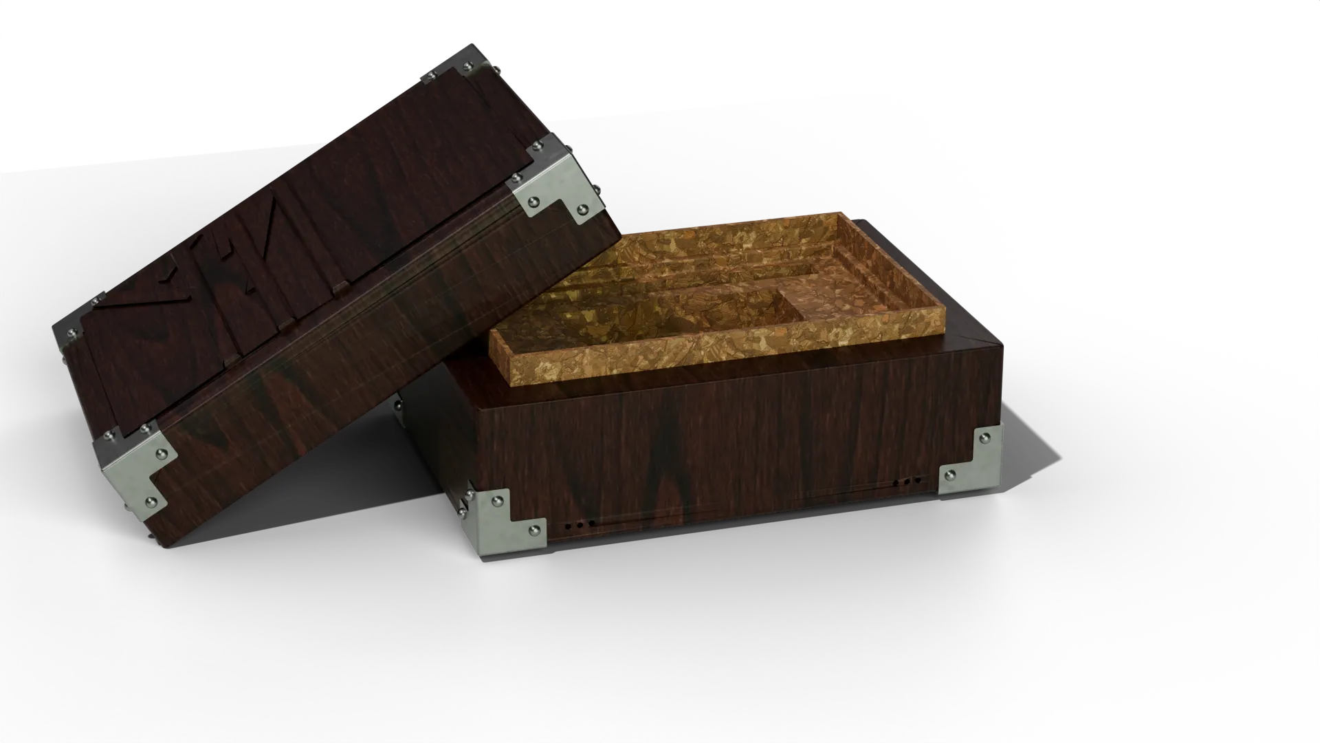 Montgomery watch box opened to reveal the cork-lined interior
